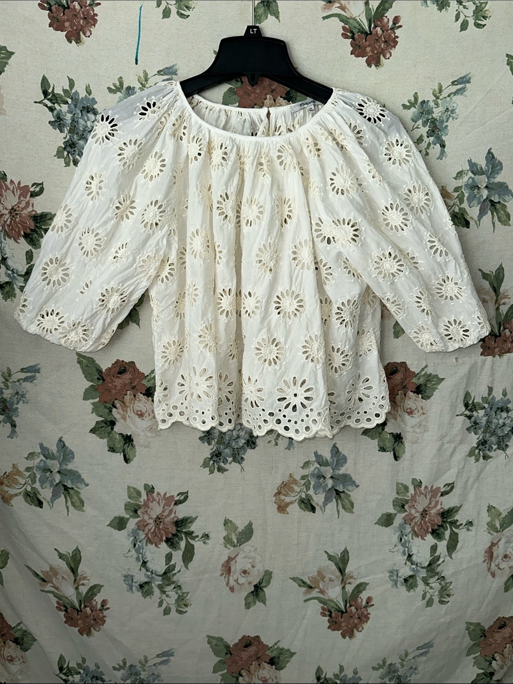 Madewell Cream Eyelet Peasant Blouse